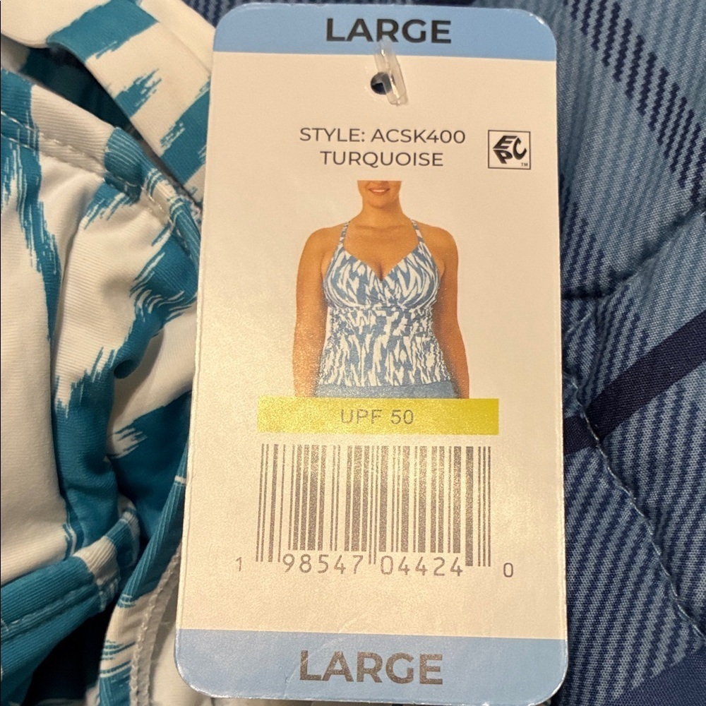 NWT Anne Cole Tankini Top Turquoise UPF 50 Limited Edition  size Large - Picture 9 of 10